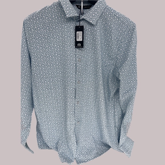 Travis Mathew Country Mile Long Sleeve Woven Mens Button Down - Picture 1 of 3